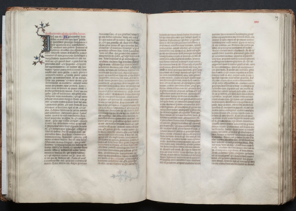Mszał Gotha: Fol. 49r, Tekst, c. 1375. autorstwa Master of the Boqueteaux