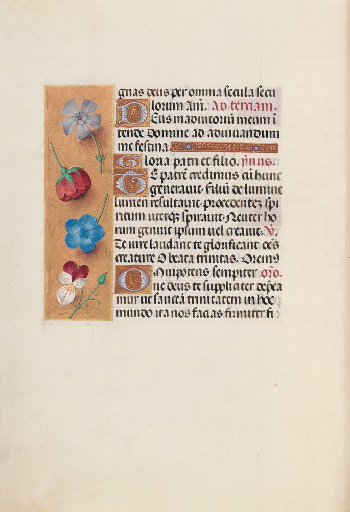 Godziny królowej Izabeli Katolickiej, królowej Hiszpanii: Fol. 19v, ok. 1500. autorstwa Master of the First Prayerbook of Maximillian