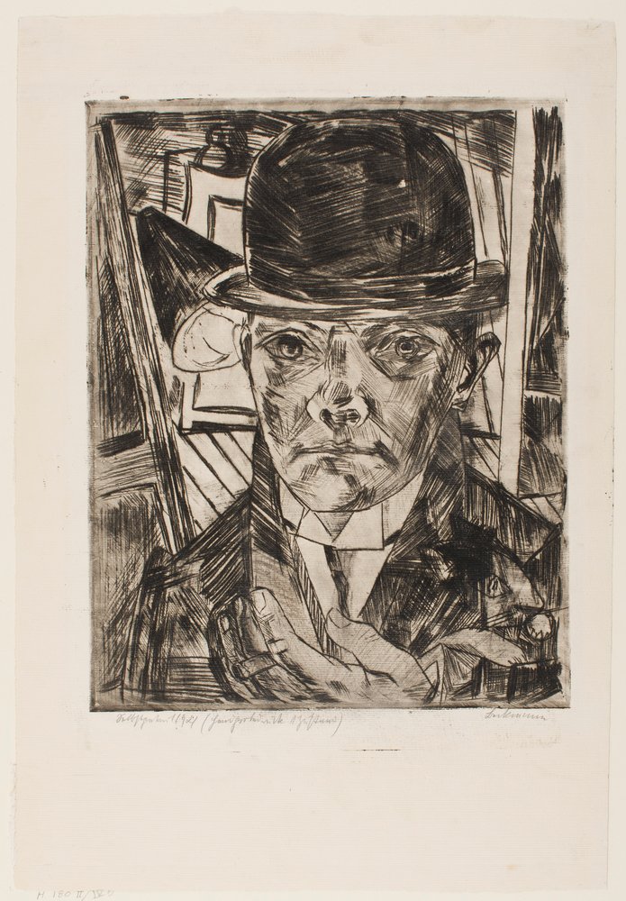 Autoportret w meloniku autorstwa Max Beckmann