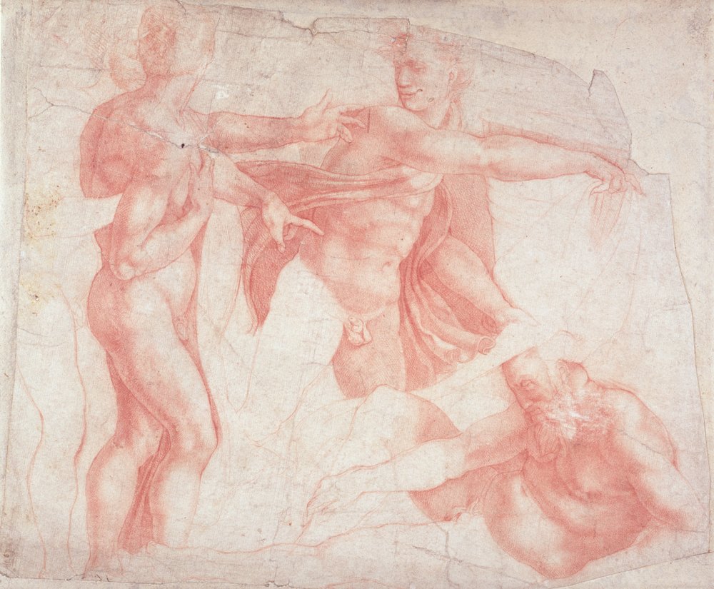 Studia aktów męskich autorstwa Michelangelo Buonarroti