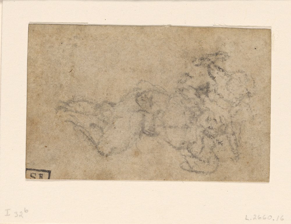 Michał Anioł - Dawid i Goliat. Studia architektoniczne, ok. 1550-1556, I, 32b. autorstwa Michelangelo
