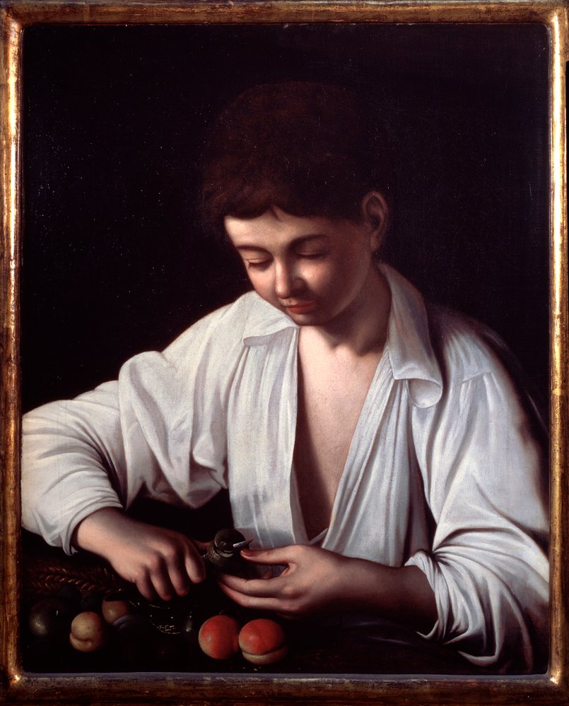 Chłopiec obierający owoc | Wydruk artystyczny