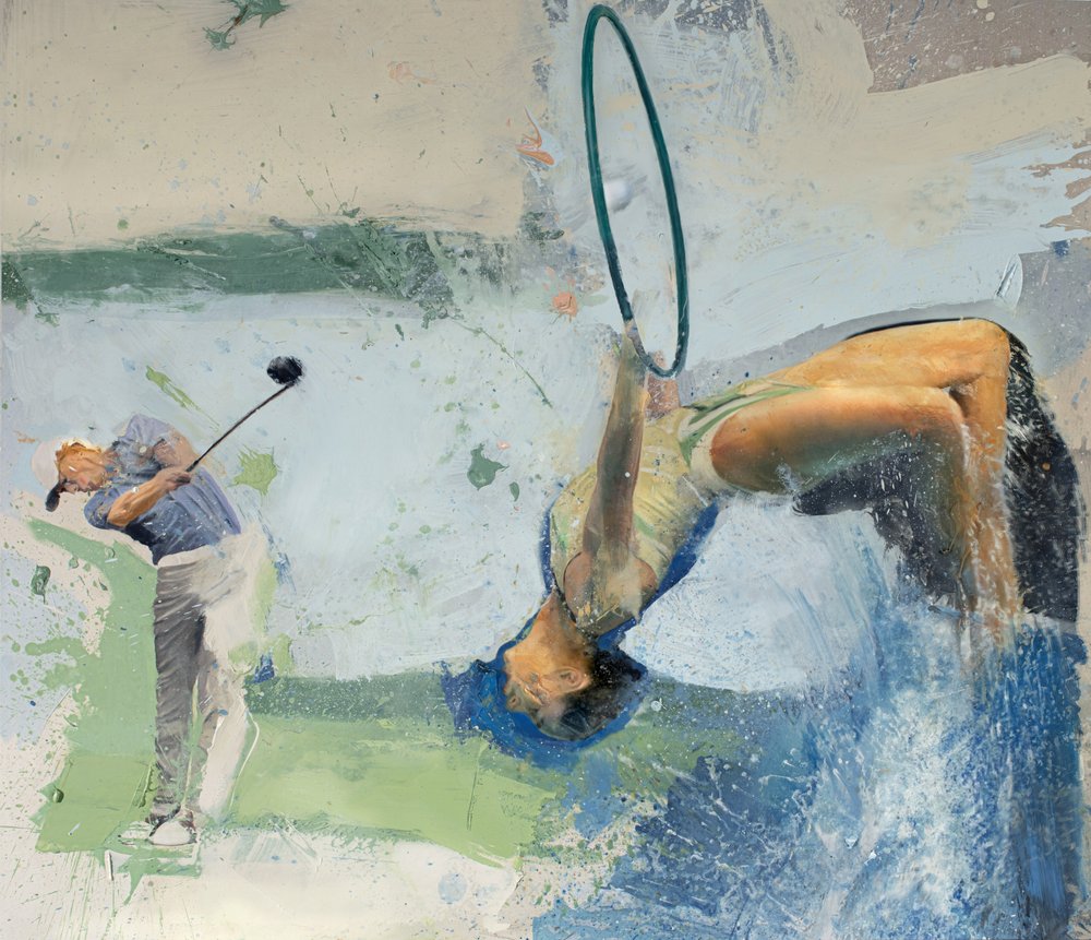 Golfiarz z nurkiem i obręczą, 2023 (olej na płótnie) autorstwa Nicola Pucci