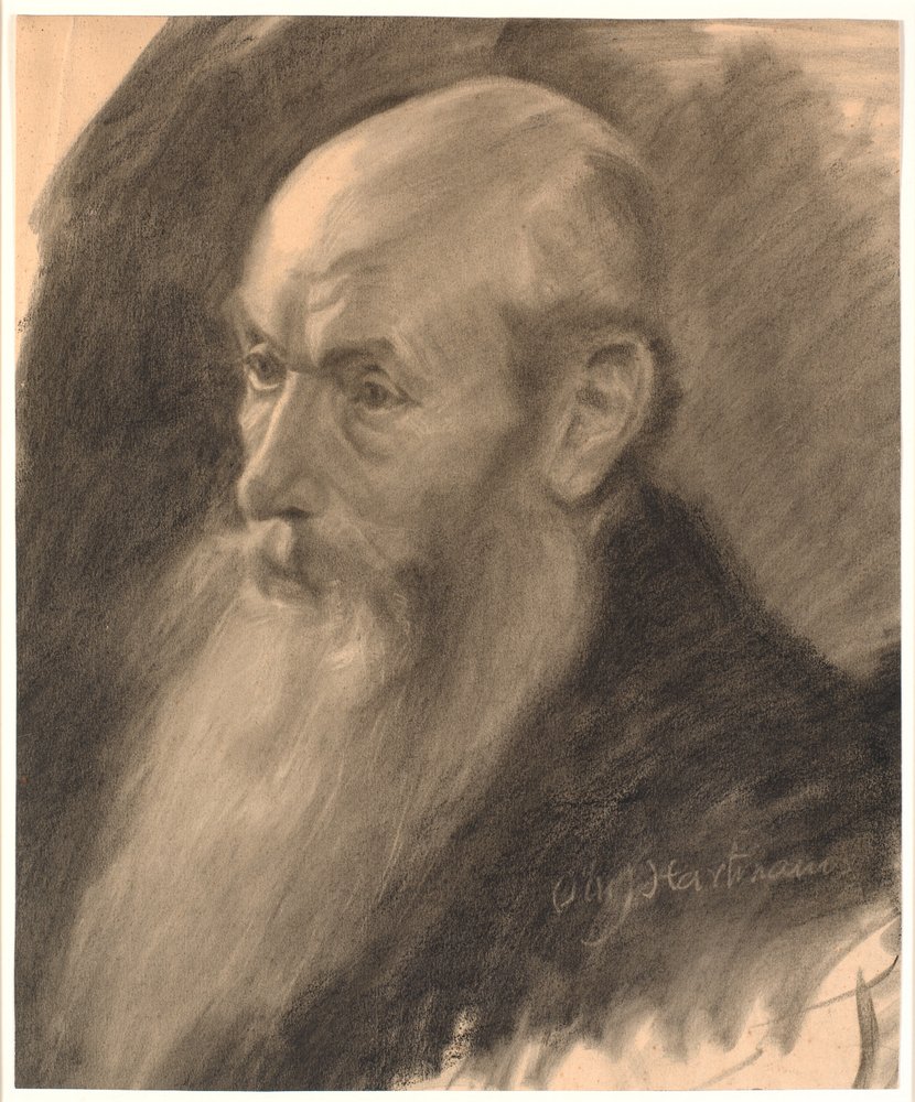 Portret starca z długą brodą; Profil 3/4 w lewo autorstwa Oluf Hartmann