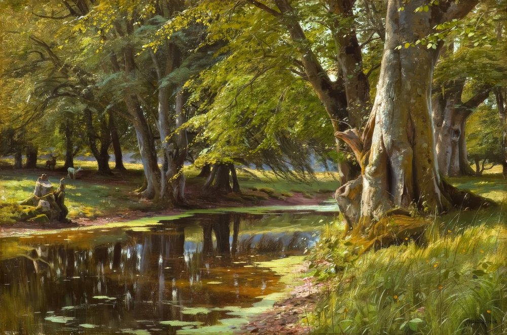 Letni dzień nad leśnym strumieniem autorstwa Peder Monsted