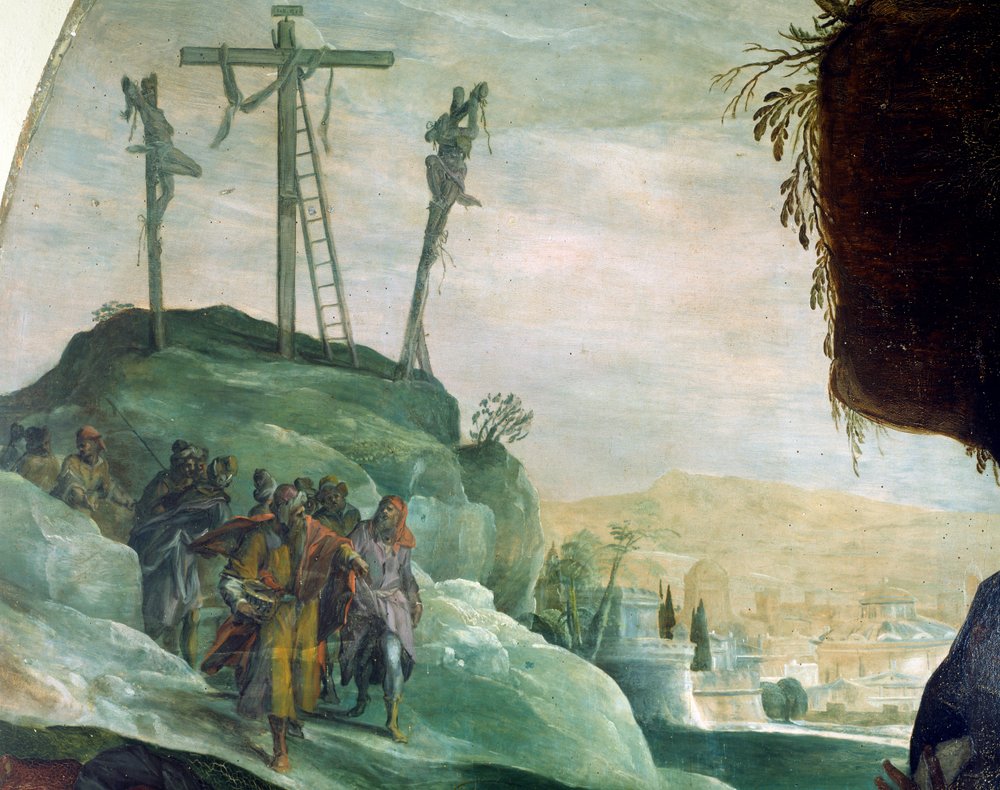Kalwaria, fragment z Złożenia krzyża Petera Candida (1548-1628), olej na płótnie, 294x177 cm autorstwa Peter (1548-1628) Candid