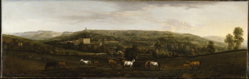 Widok Chatsworth od południowego zachodu (olej na płótnie) autorstwa Peter Tillemans