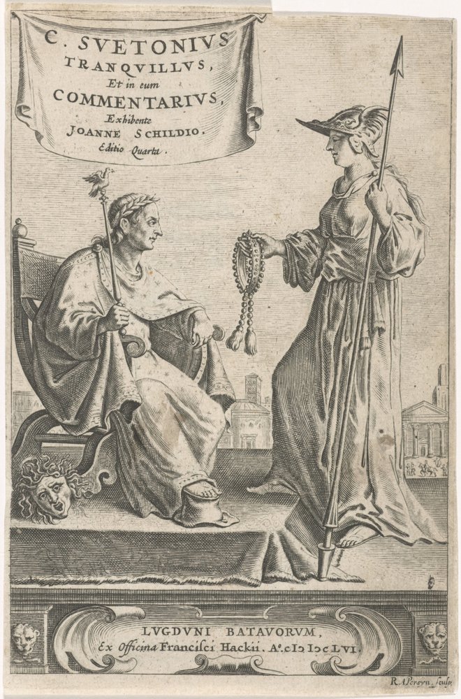 Cokół z cesarzem na swoim miejscu Strona tytułowa dla: J. Schild, [Opera], 1656 autorstwa Reinier van Persijn