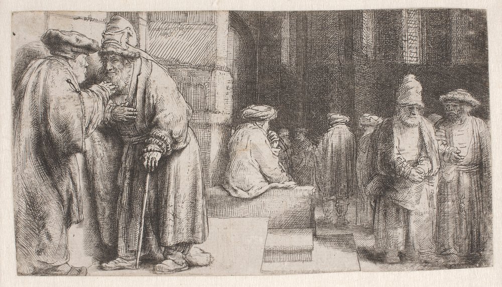 Żydzi w synagodze autorstwa Rembrandt van Rijn