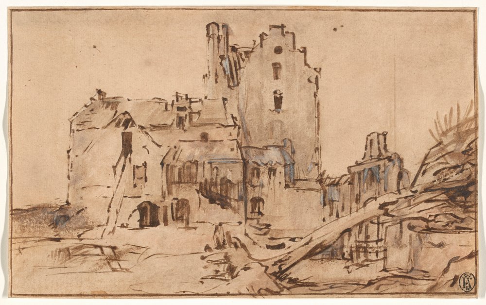 Zamek Kostverloren w stanie rozkładu autorstwa Rembrandt van Rijn