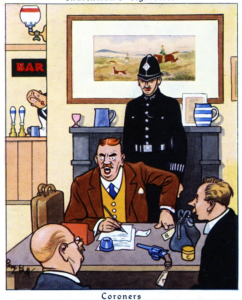 Koroner prowadzący dochodzenie w sprawie przyczyn i okoliczności śmierci, 1936 r. autorstwa René Bull