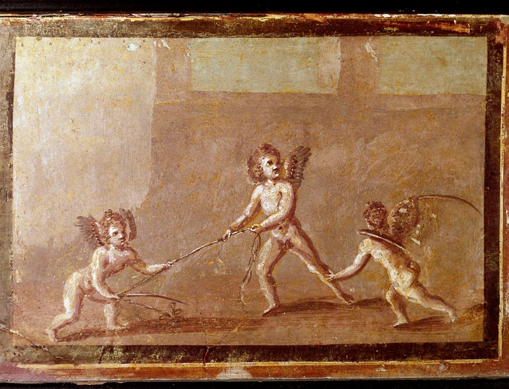 Amorki bawiące się liną (fresk autorstwa Roman
