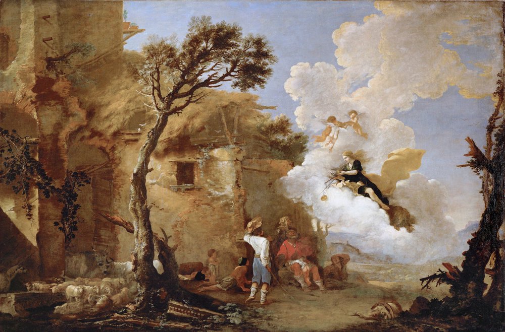 Astraea, bogini rolnictwa i płodności (obraz na płótnie) autorstwa Salvator Rosa