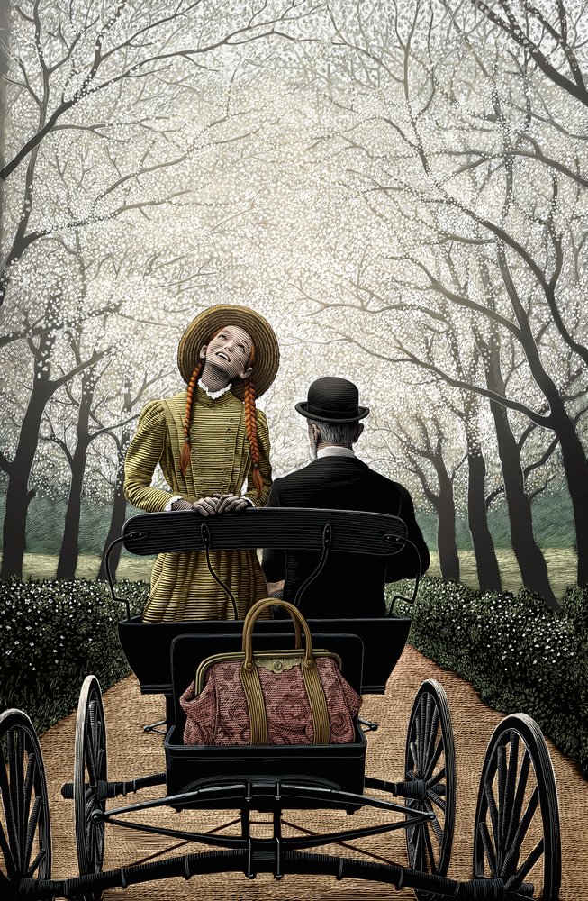 Ania z Zielonego Wzgórza, 2004 (scratchboard, pokolorowany cyfrowo) autorstwa Scott McKowen