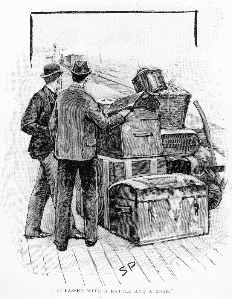„Przeszło z grzechotką i rykiem”, ilustracja do „Ostatecznego problemu” Arthura Conan Doyle