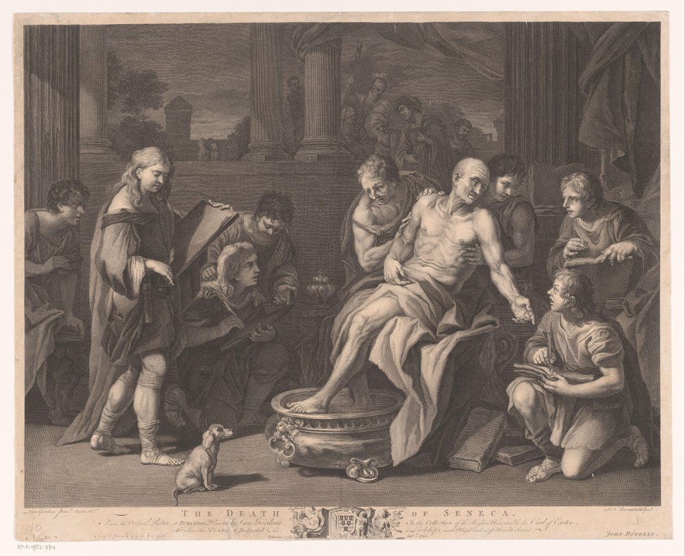 Dood van Seneca Śmierć Seneki (tytuł na obiekcie) autorstwa Simon François Ravenet (le vieux)