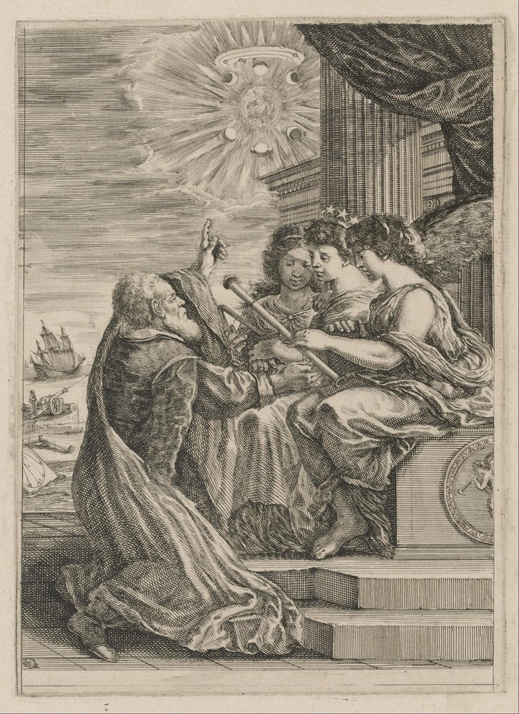 Frontyspis Opere de Galileo Galilei autorstwa Stefano della Bella