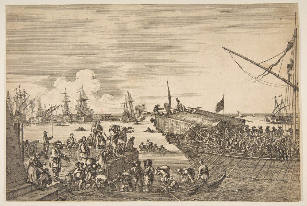 Wyjazd kuchni w Porcie Livorno, z Widoków na port Livorno..., 1654-55. autorstwa Stefano della Bella