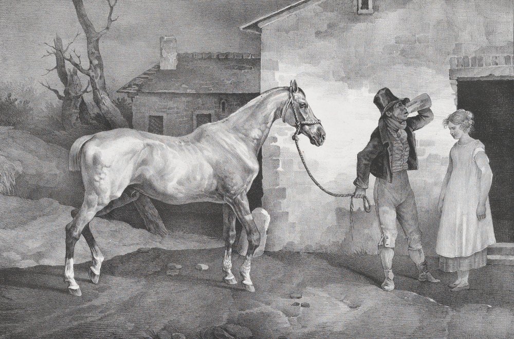 Stary koń przy drzwiach do gospody, 1822. autorstwa Theodore Gericault