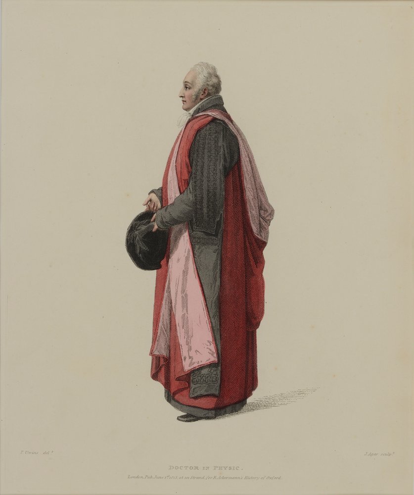 Doctor in Physic, wyryty przez J. Agara, opublikowany w "History of Oxford" R. Ackermanna, 1813 (rycina ręcznie kolorowana) autorstwa Thomas Uwins