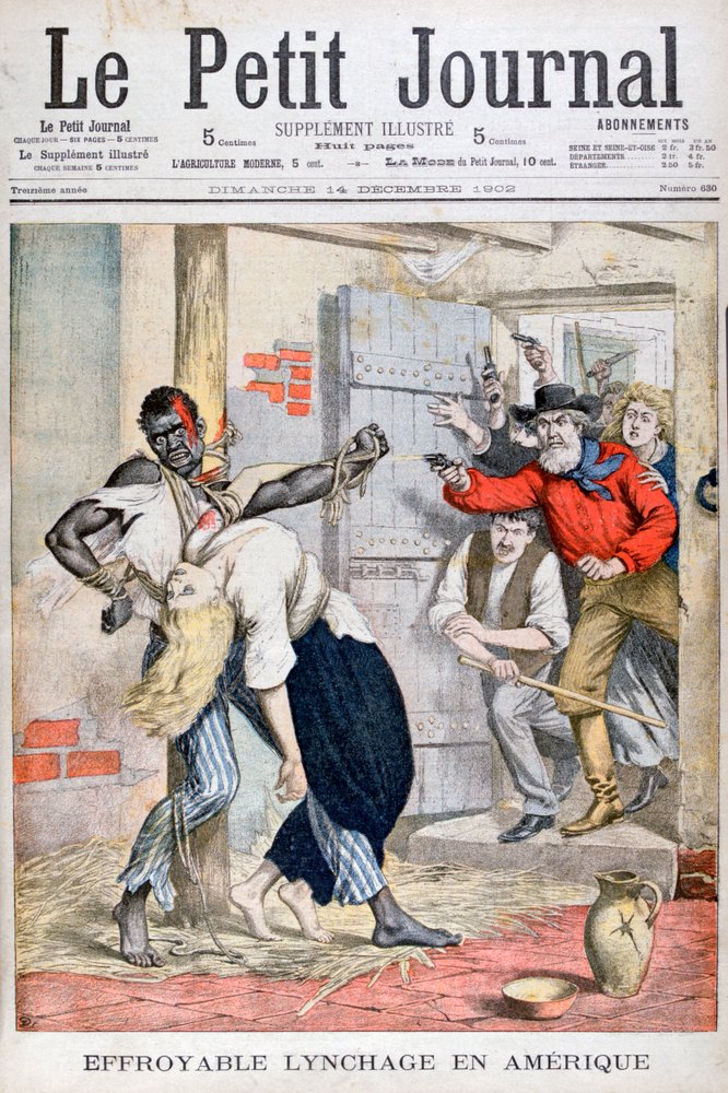 Linczowanie czarnego mężczyzny w więzieniu i zabójstwo przywiązanej do niego białej kobiety, 1902 autorstwa Unbekannt