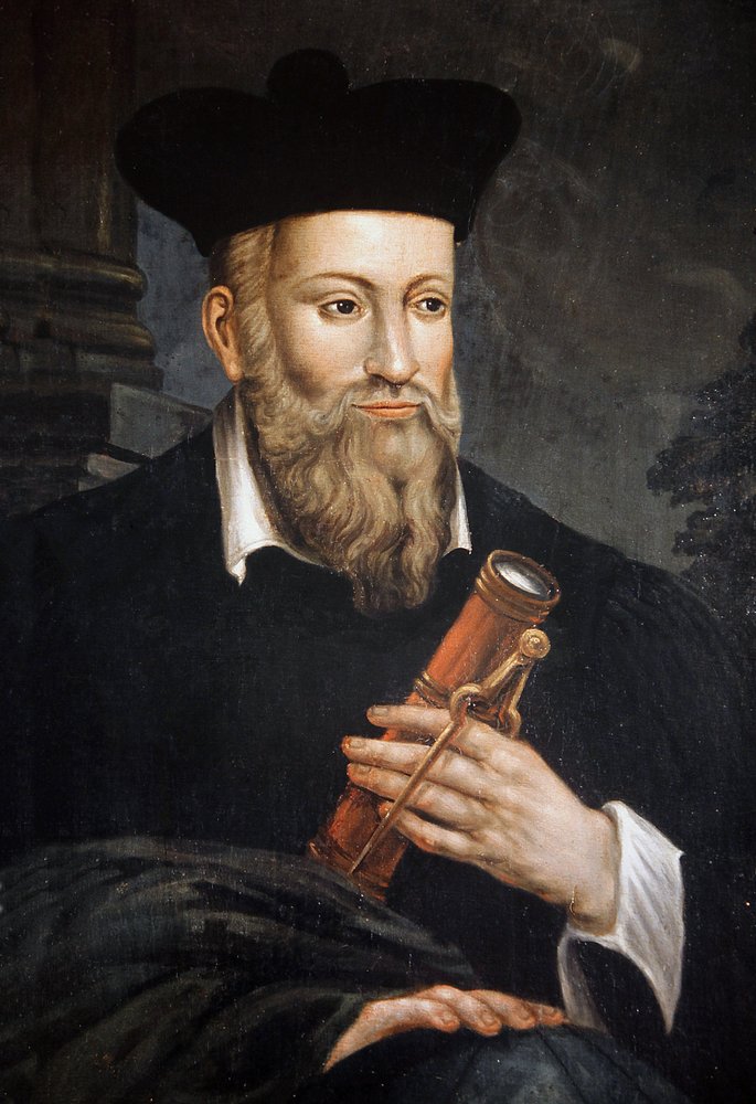 Portret Michela de Nostre-Dame (Nostre Dame), zwanego Nostradamusem, astrologa (1503-1566), detal, Maison de Nostradamus, Salon-de-Provence, Bouches-du-Rhône autorstwa Unknown artist