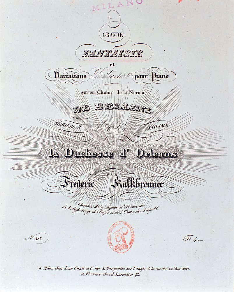 Strona tytułowa partytury Grande Fantaisie F Kalkbrennera autorstwa Unknown artist
