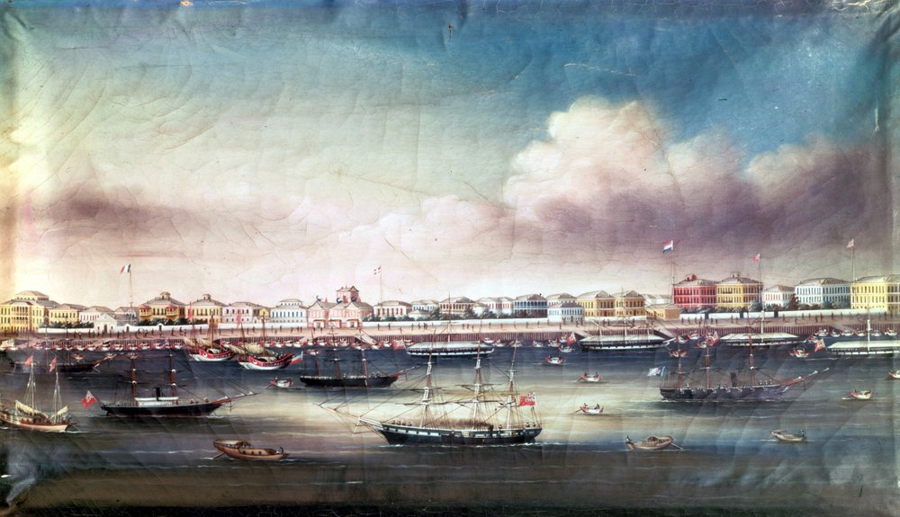 Widok na port w Szanghaju, ok. 1850 r. autorstwa Unknown artist