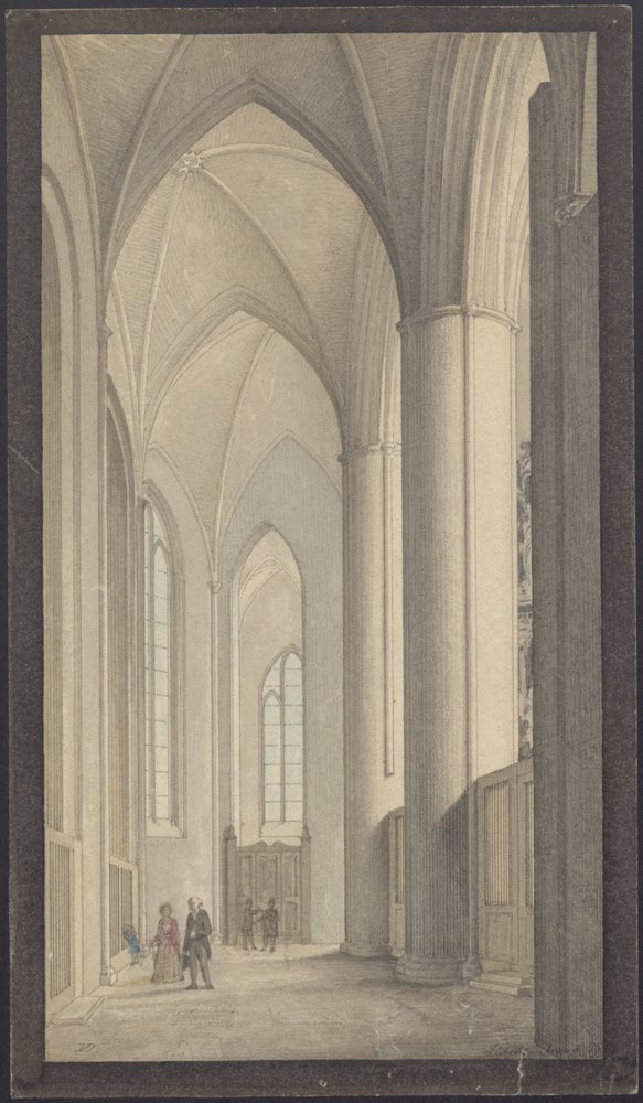 Wnętrze katedry w Lubece 1855 autorstwa Vilhelm Dahlerup