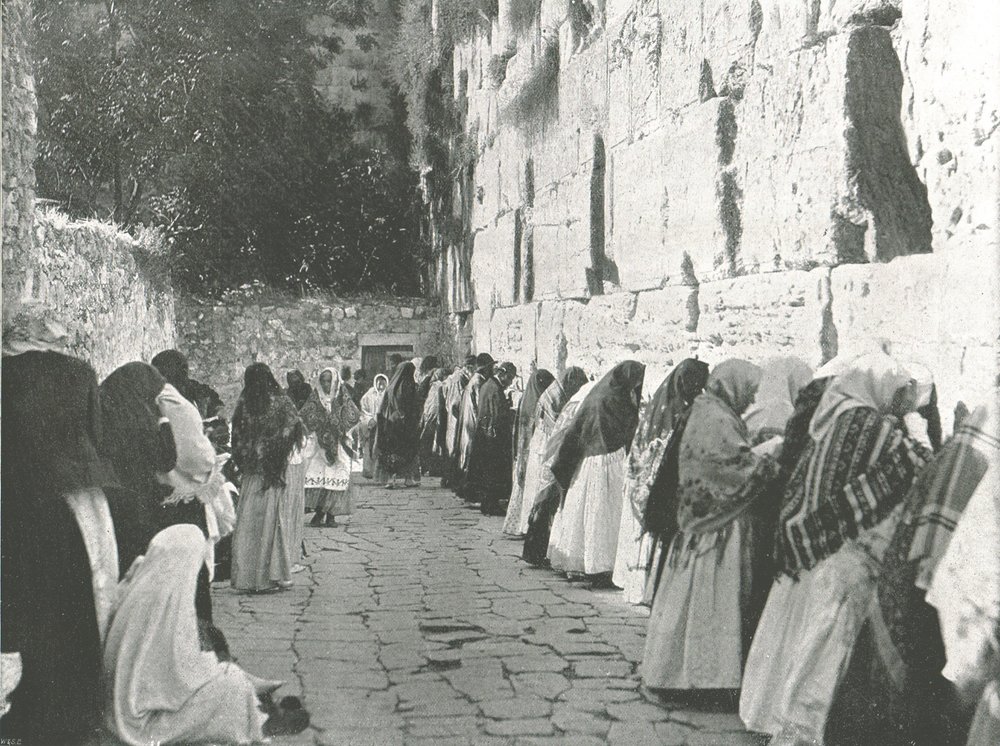 Ściana Płaczu, Jerozolima, Palestyna, 1895. autorstwa W and S Ltd