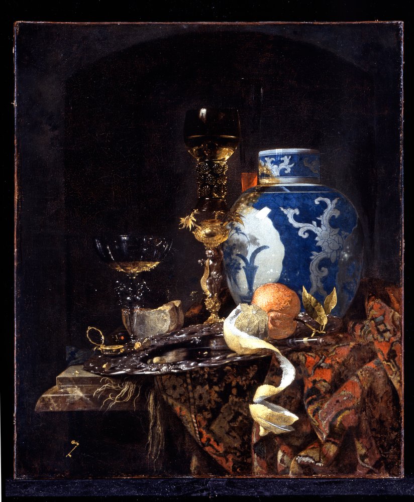 Martwa natura z imbrykiem na imbir z późnej dynastii Ming autorstwa Willem Kalf