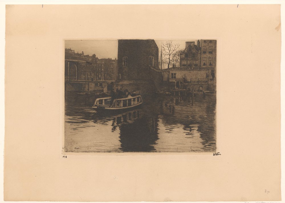Widok przejęcia w Montelbaanstoren w Amsterdamie autorstwa Willem Witsen (signed by artist)
