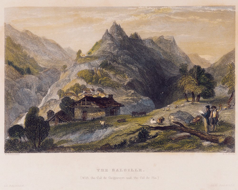 Widok na balsylę (bazylię) z Col de Guignevert i Col de Pis autorstwa William Brockedon
