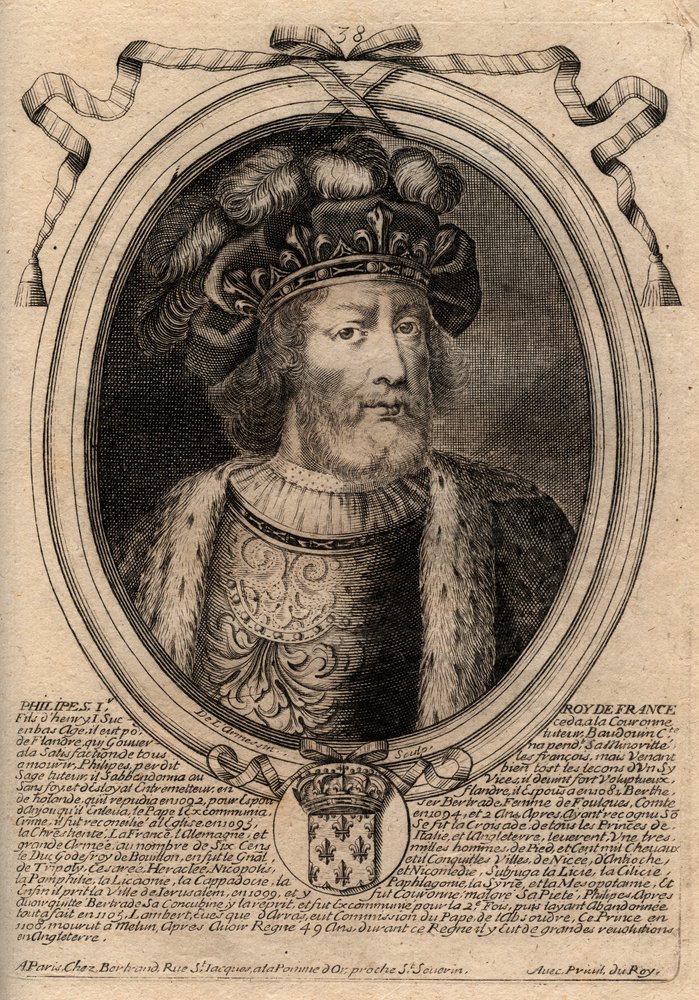 Portret Filipa I (1060 - 1108), Króla Francji - Filipa I (1053-1108) Króla Francji - grawerowanie z 