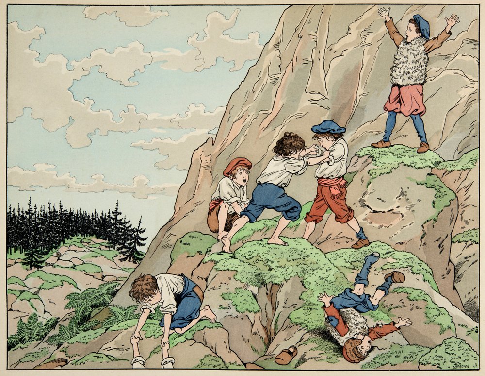 Ilustracja zaczerpnięta z książki „Le bon roy Henri””, ilustracja Jacques Marie Gaston Onfray de Breville dit JOB (1858-1931): Dzieciństwo Henryka IV z chłopami - kolekcja prywatna autorstwa pseudonym for Jacques Onfroy de Bréville Job