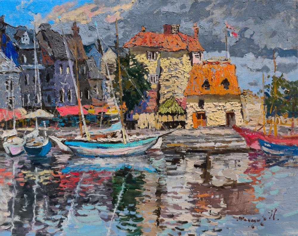 Kolorowy port w Honfleur autorstwa Alexander Shandor