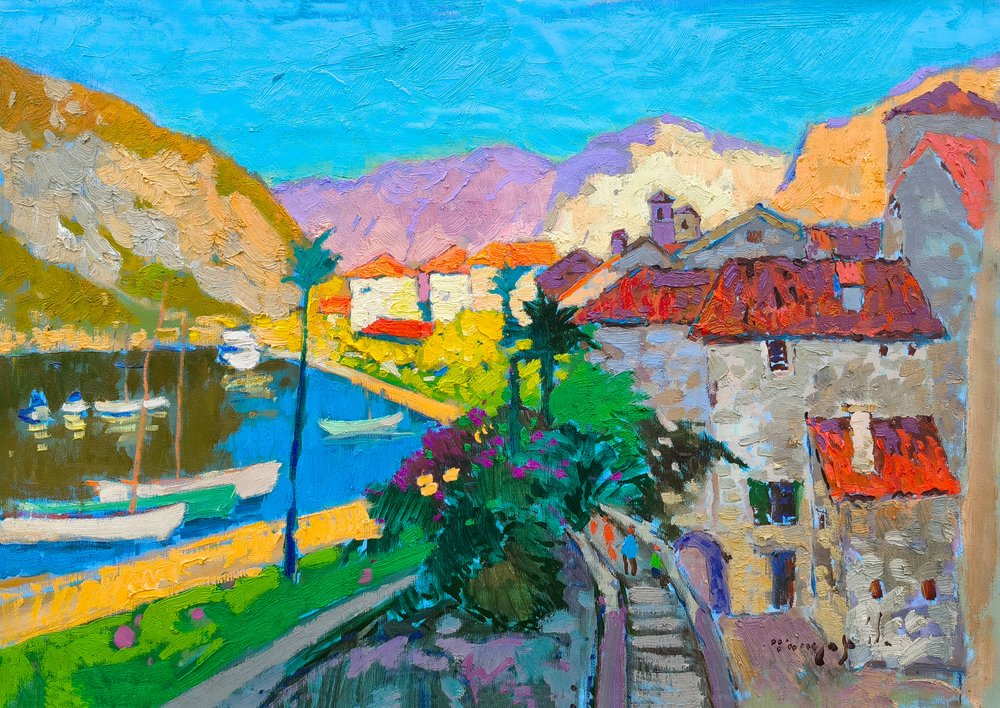 Barwna śródziemnomorska wioska autorstwa Alexander Shandor