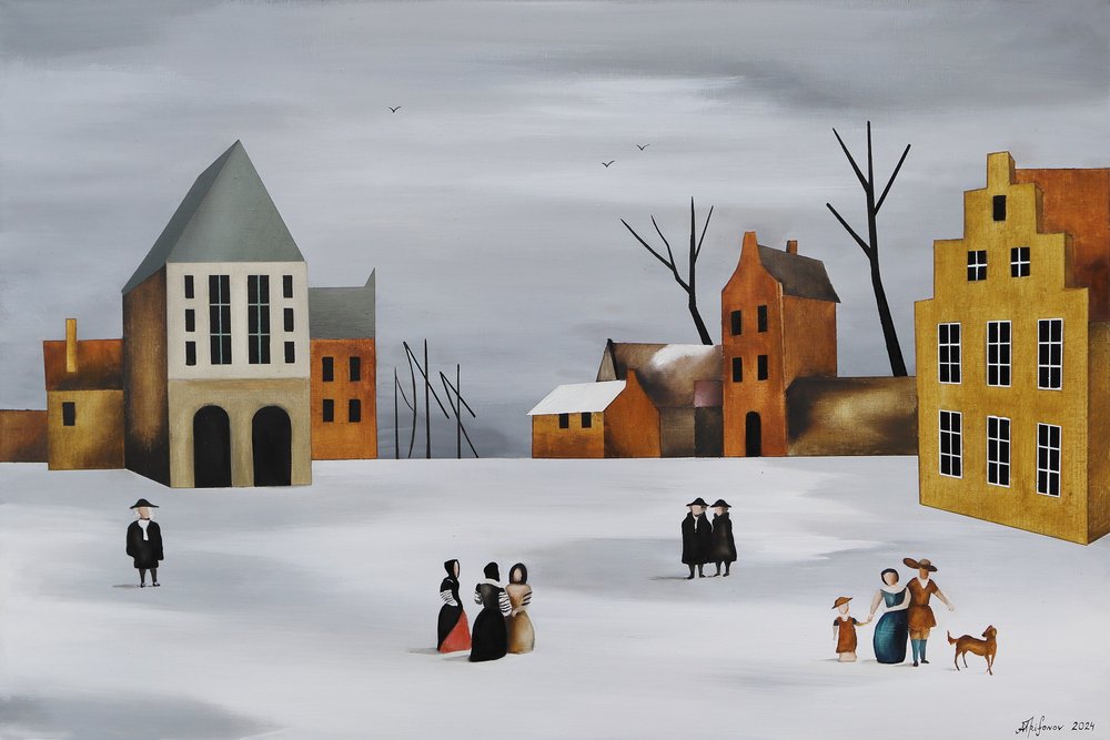 Zimowe spotkanie w wiosce autorstwa Alexander Trifonov