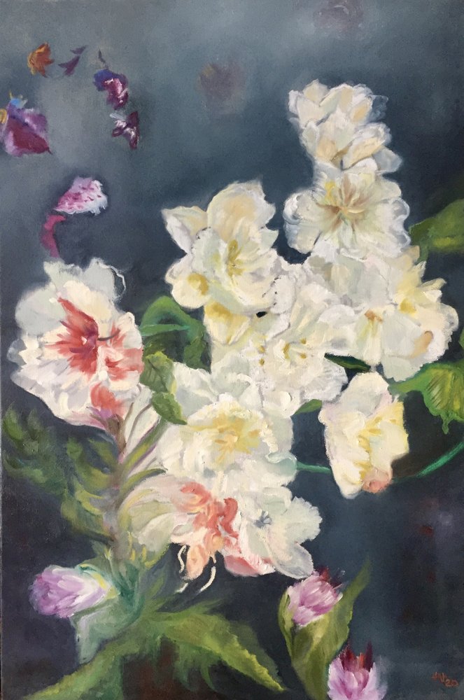 Delikatne białe kwiaty autorstwa Alexandra Higgins