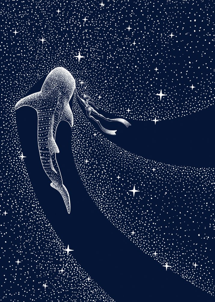 Kosmiczna podróż z rekinem wielorybim autorstwa Alirıza ÇAKIR