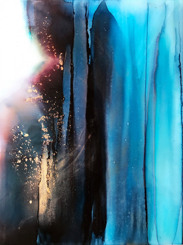 Głęboki błękit i złoty strumień autorstwa Alyson Storms