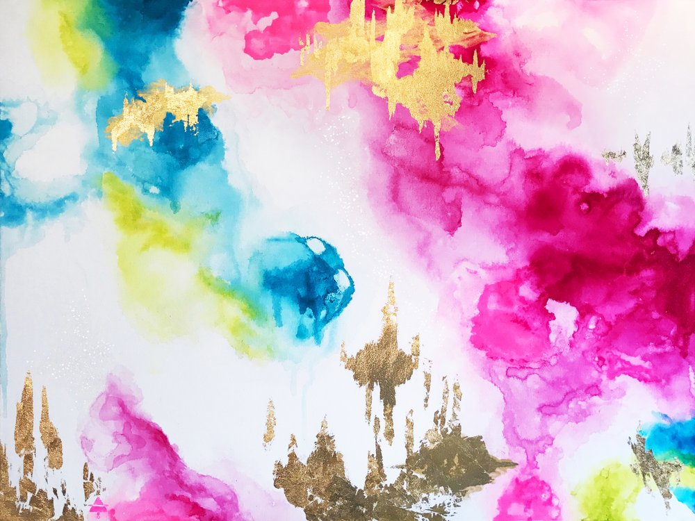 Złoty, różowy i niebieski tusz autorstwa Alyson Storms