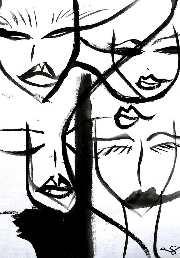 Abstrakcyjne twarze w stylu Ink autorstwa Amy Straley