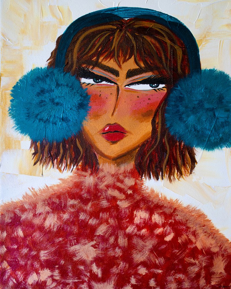 Portret Sassy w nausznikach autorstwa Amy Straley