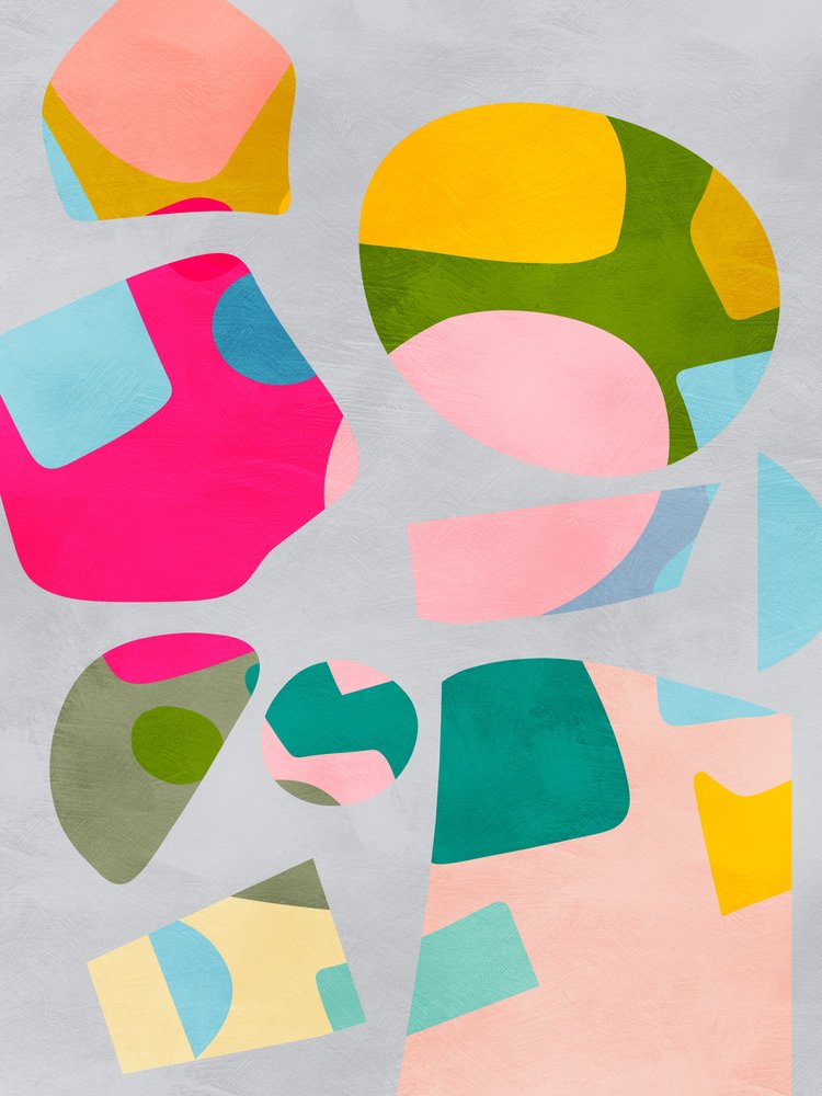 Minimalistyczny, kolorowy wycięty wzór autorstwa Ana Rut Bre