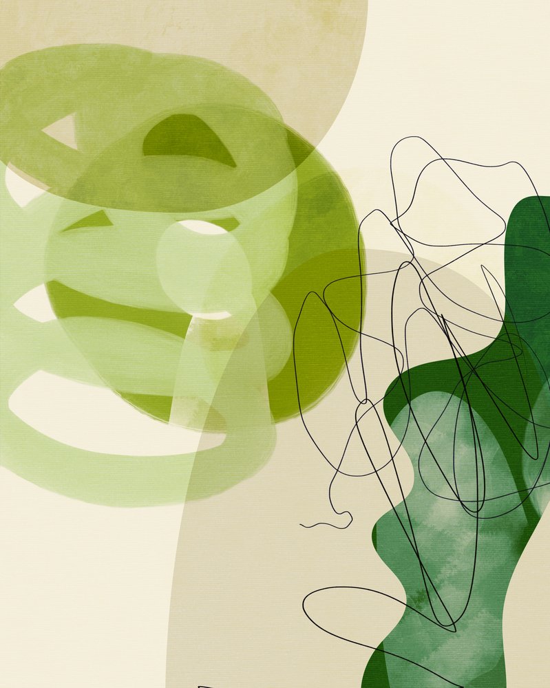 Malowane linie, zielono-beżowe, 3 sztuki autorstwa Ana Rut Bre