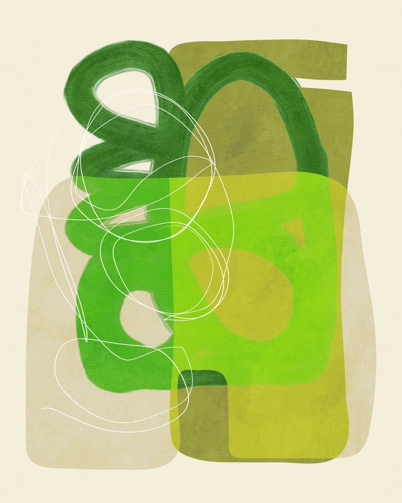 Malowane linie, zielono-brązowe, 4 sztuki autorstwa Ana Rut Bre