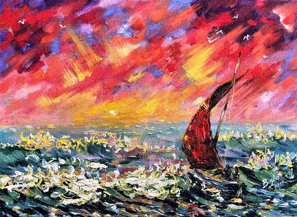 Spektakularny zachód słońca nad oceanem autorstwa Anda Bieza