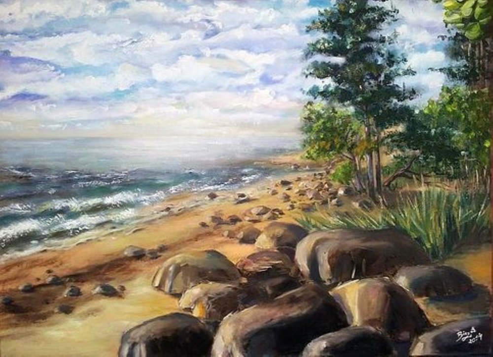 Spokój na skalistej plaży autorstwa Anda Bieza