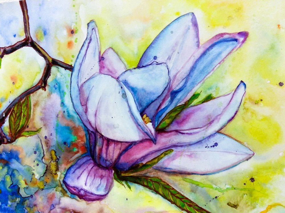 Żywe kwiaty magnolii autorstwa Anda Bieza